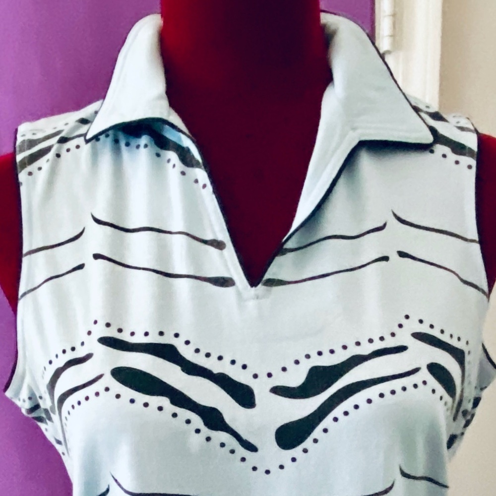 Sleeveless Ladies Sky-blue Small Golf Shirt by JAMIE SADOCK